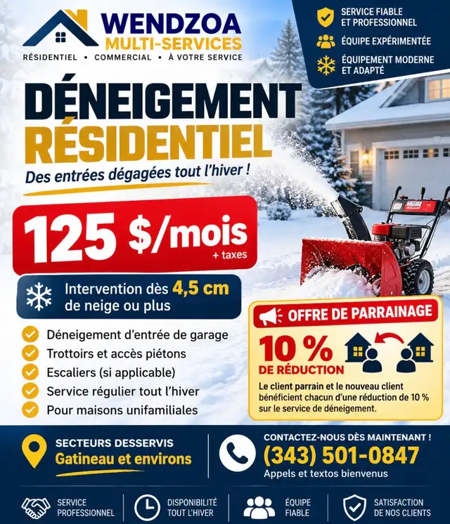 Déneigement résidentiel Gatineau
