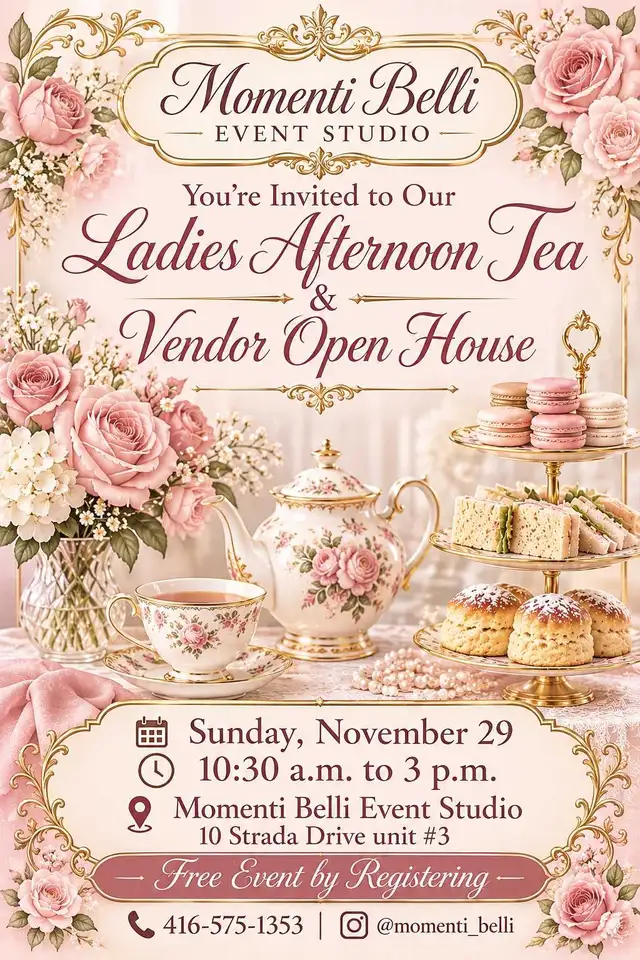 Ladies Afternoon Tea & Vendor Open House Nov 29th 10:30