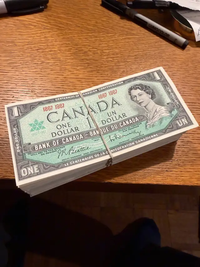 1967 Centennial dollar bills uncirculated no seriel
