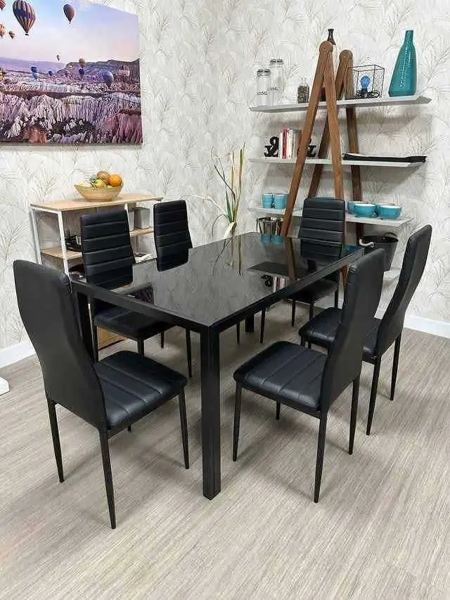 Black 6 seater dining set sale