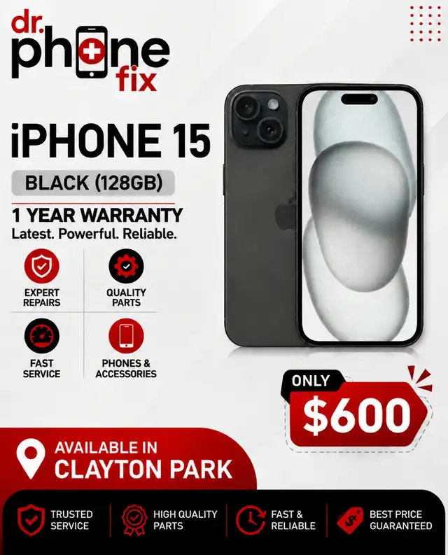 iPhone 15 128GB Unlocked - $600 (1-Year Warranty)