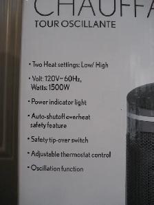 Konwin 18-inch 1500W Ceramic Tower Heater - Photo 4