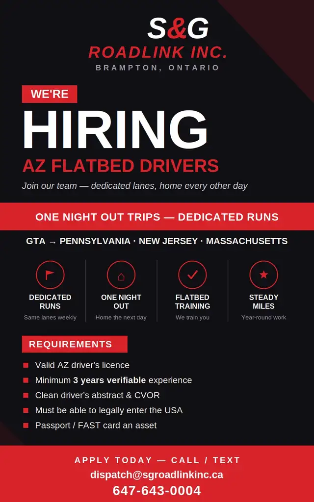 Transport truck driver needed