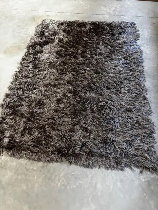 Taupe shag area rug