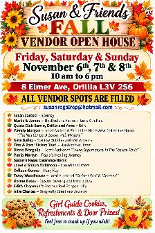 Susan and Friends Fall Vendor Open House- Orillia