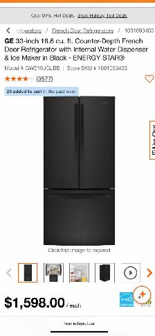 NEW 33" Counter Depth Fridge with Internal Water & Ice (Black) - Photo 10
