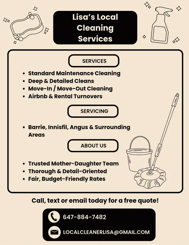 House Cleaning in Barrie & Surrounding Areas!