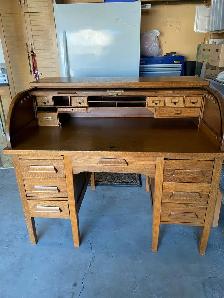 ANTIQUE OAK ROLL TOP DESK - Photo 3