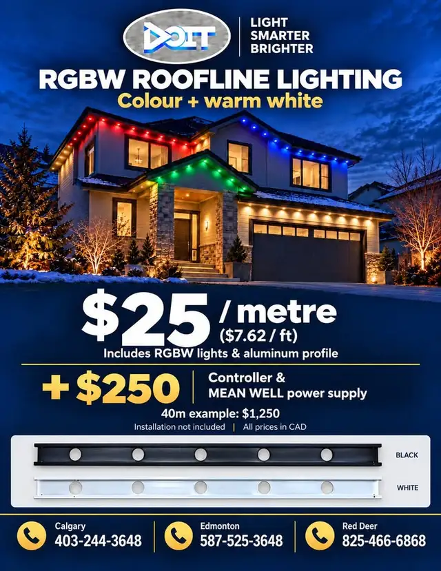 RGBW Roofline Lighting $25/m Profile Incl.