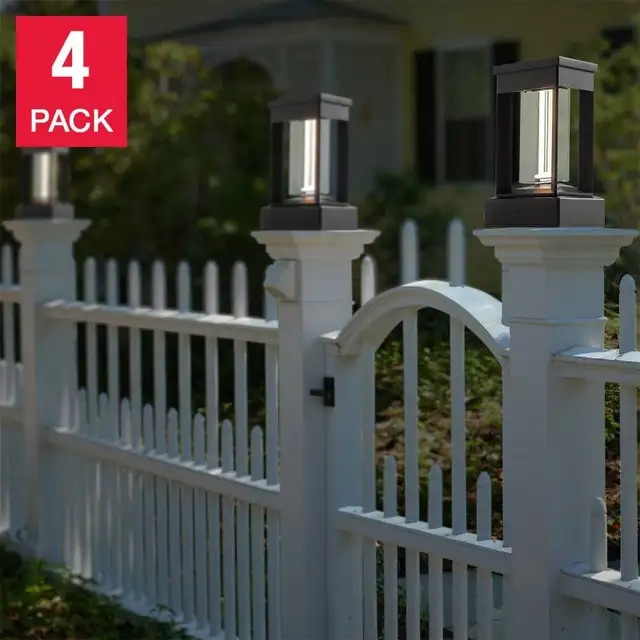 GTX Naturally Solar LED Wall or Post Accent Lights, Black, 4-Pac