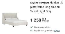 Lit King size Velvet Gris - Photo 3