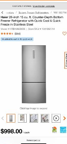 NEW 28" Haier (15 Cu.Ft) Bottom Freezer Counter Depth Fridge - Photo 9