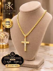 10k yellow gold chain & pendant # R 74 - Photo 2