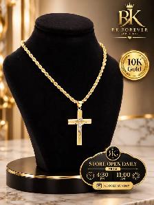 10k yellow gold chain & pendant # R 74 - Photo 3