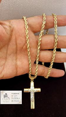 10k yellow gold chain & pendant # R 74 - Photo 4