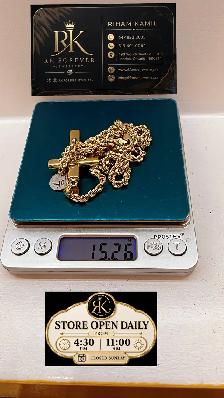 10k yellow gold chain & pendant # R 74 - Photo 6