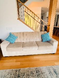 Beige Sofa and Loveseat Set